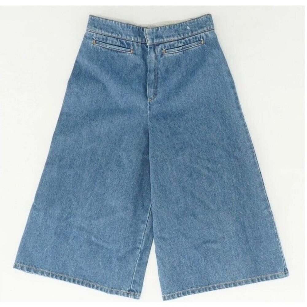 Stella McCartney Denim Hi Rise Blue Jean Gaucho Pants Womens 26